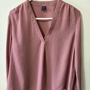 SHEIN Mauve V-Neck Blouse